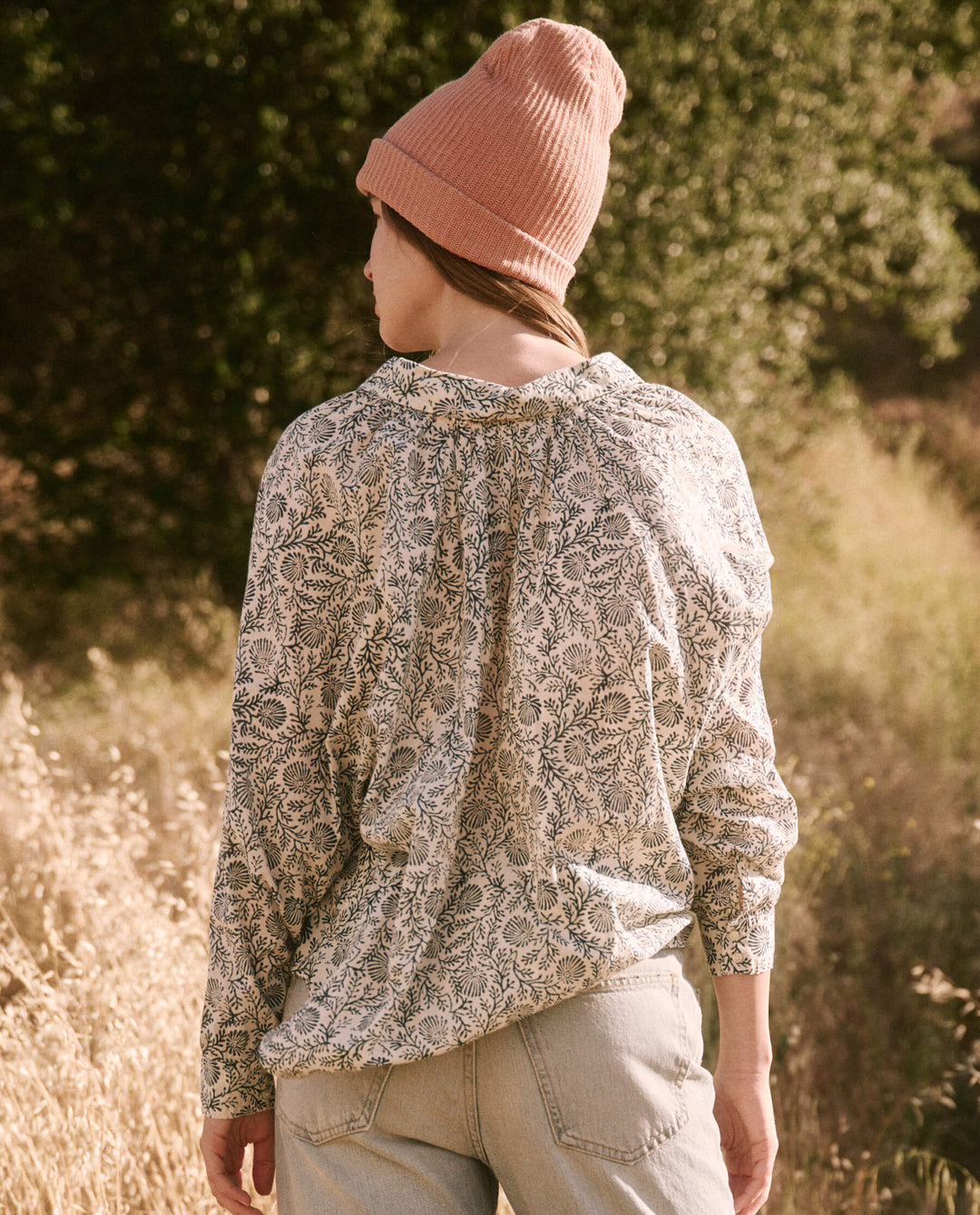 The Great - The Estate Button Up in Feather Grass Block Print