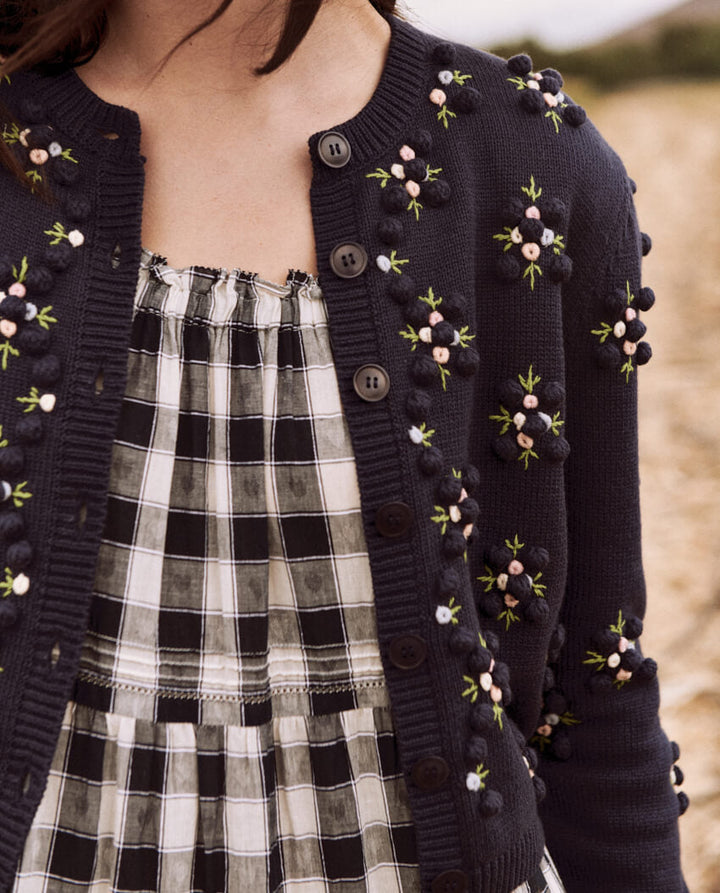 The Great - The Petal Bobble Cardigan in Navy Sky Cardigans