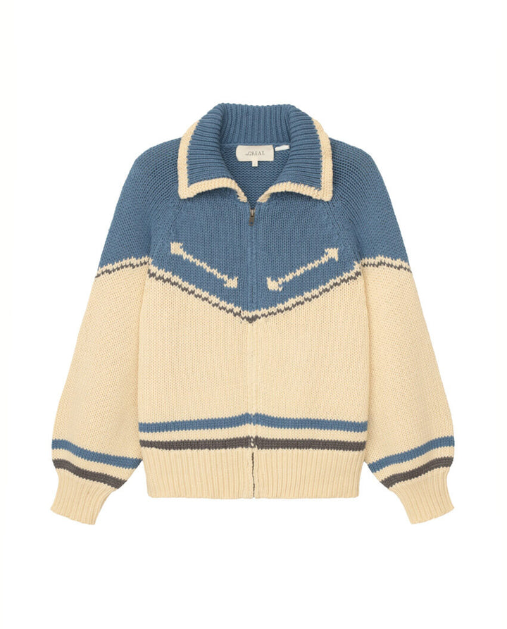The Great - The Ranch Cardigan in Cream with Blue Jean Cardigans
