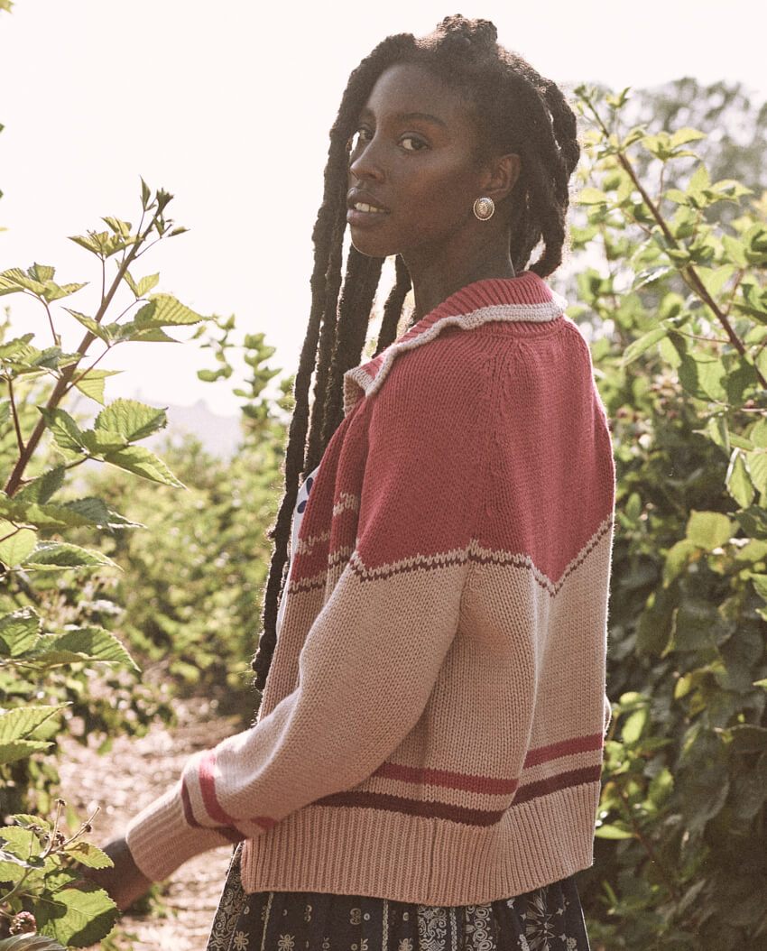 The Great - The Ranch Cardigan in Nude with Red Rose – Blond Genius