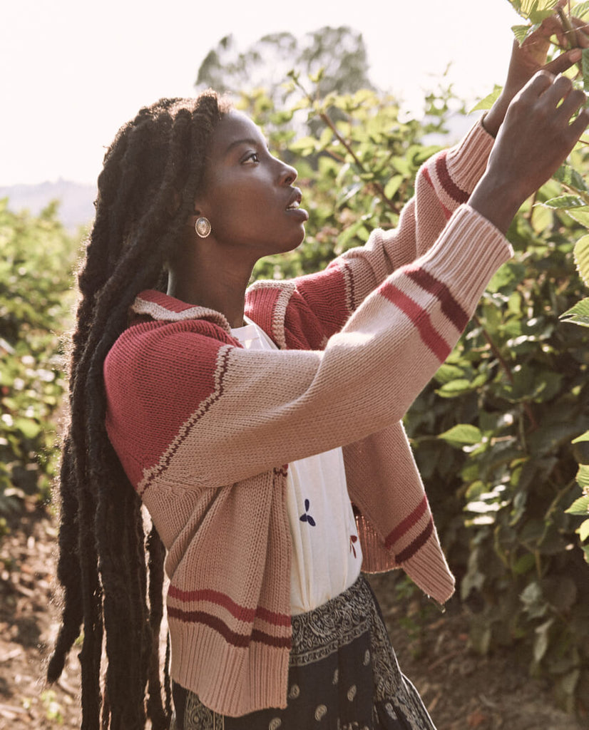 The Great - The Ranch Cardigan in Nude with Red Rose – Blond Genius