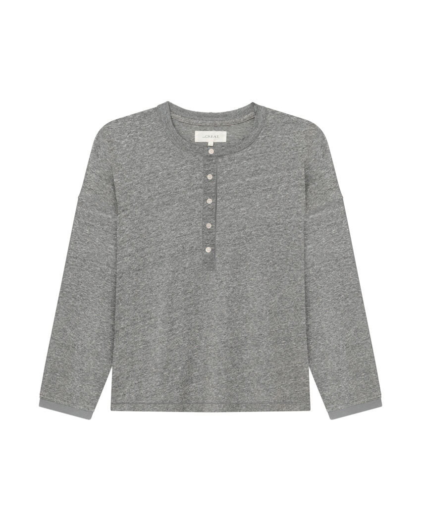 The Great - The Shrunken Henley in Heather Grey Tops
