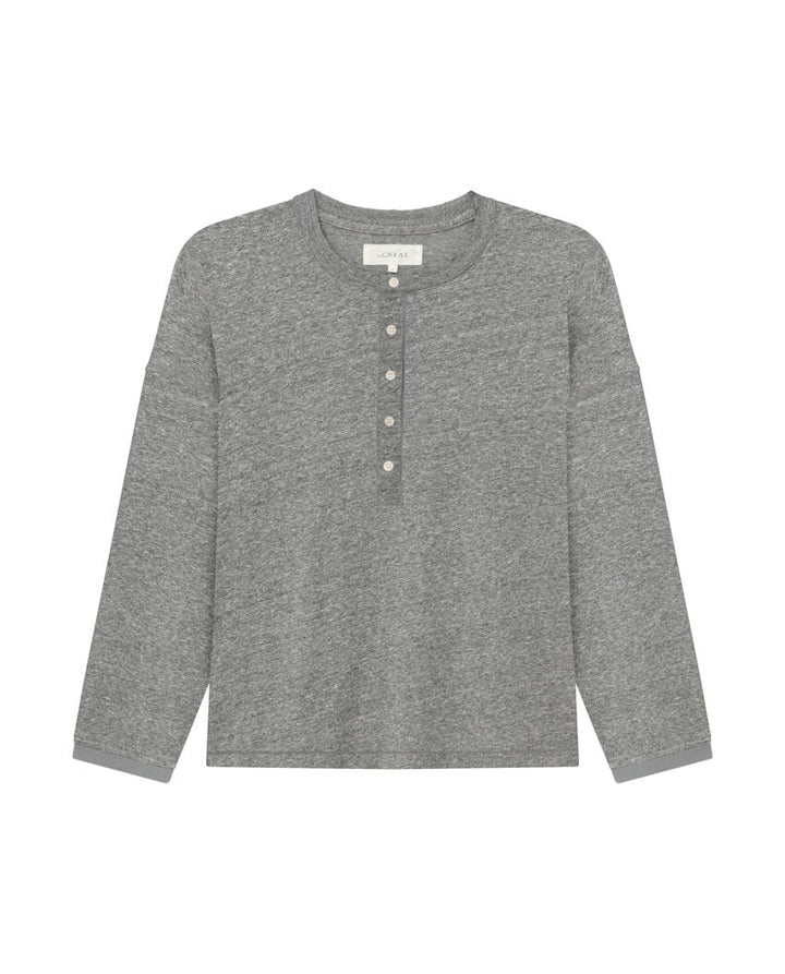 The Great - The Shrunken Henley in Heather Grey Tops