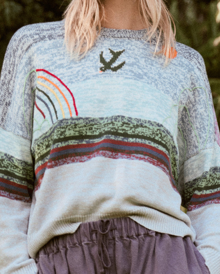 The Great - The Skyline Pullover in Misty Blue Clothing - Sweaters