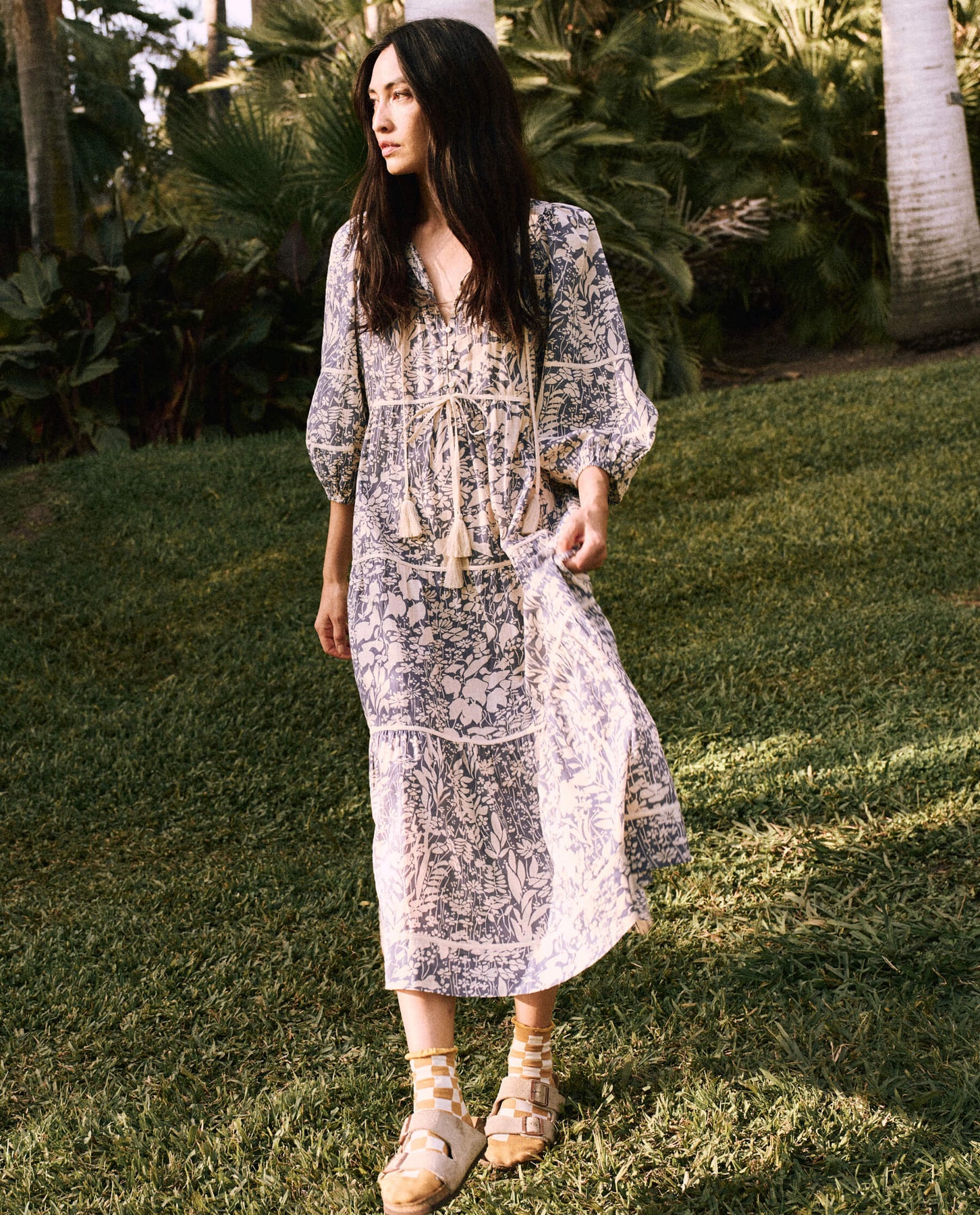 The Great - The Bonnet Dress in Mariner Blue Island Floral The Great - The Bonnet Dress in Mariner Blue Island Floral
