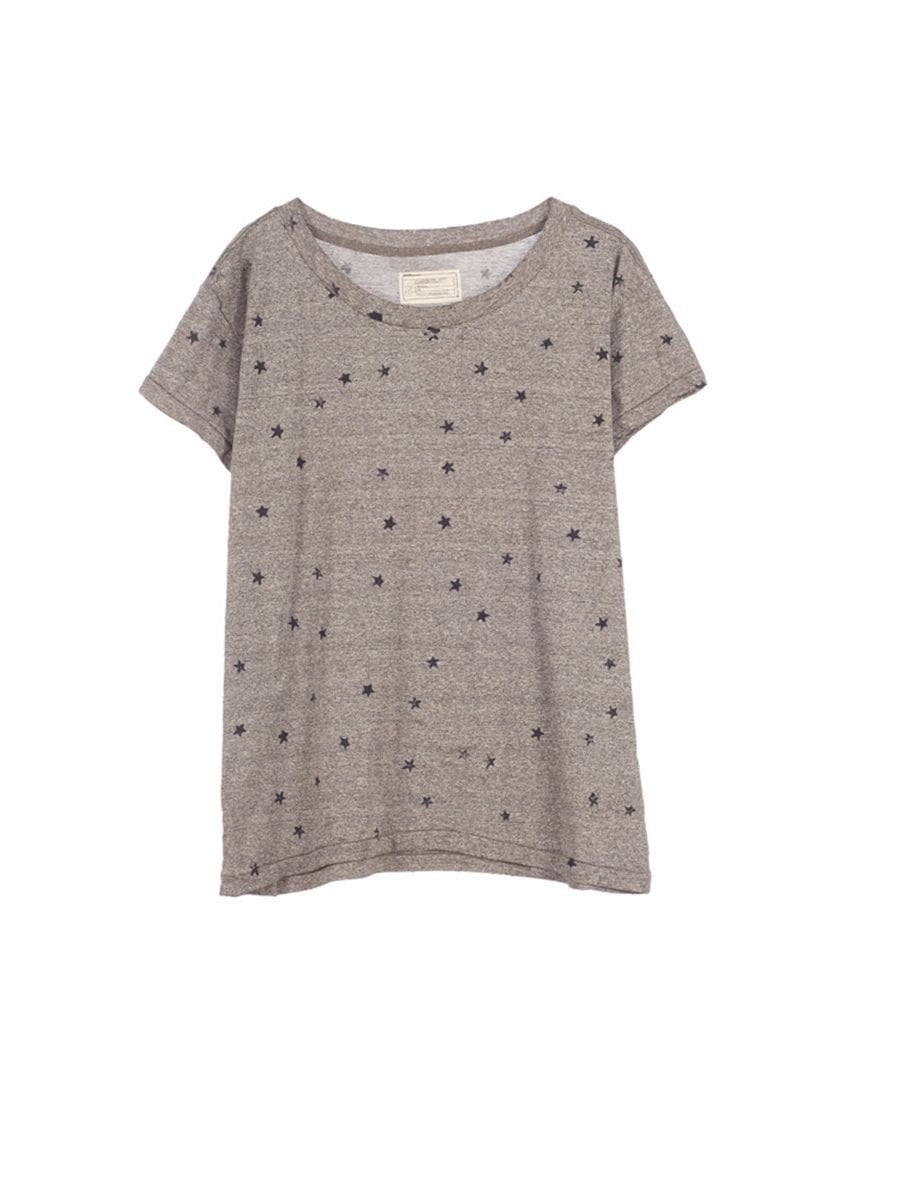 Current/Elliott The Crew Neck Heather Grey w/ mini navy Stars at Blond Genius