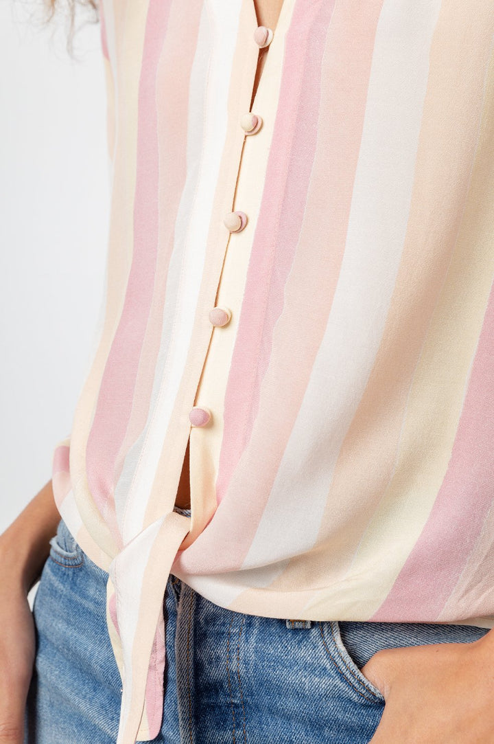 Rails - Thea Buttoned Blouse in Sunrise Stripe