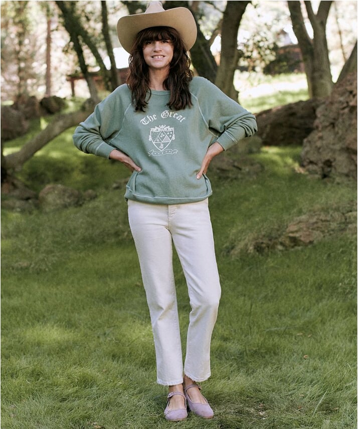 The Great - The College Sweatshirt with Crest Graphic Basil