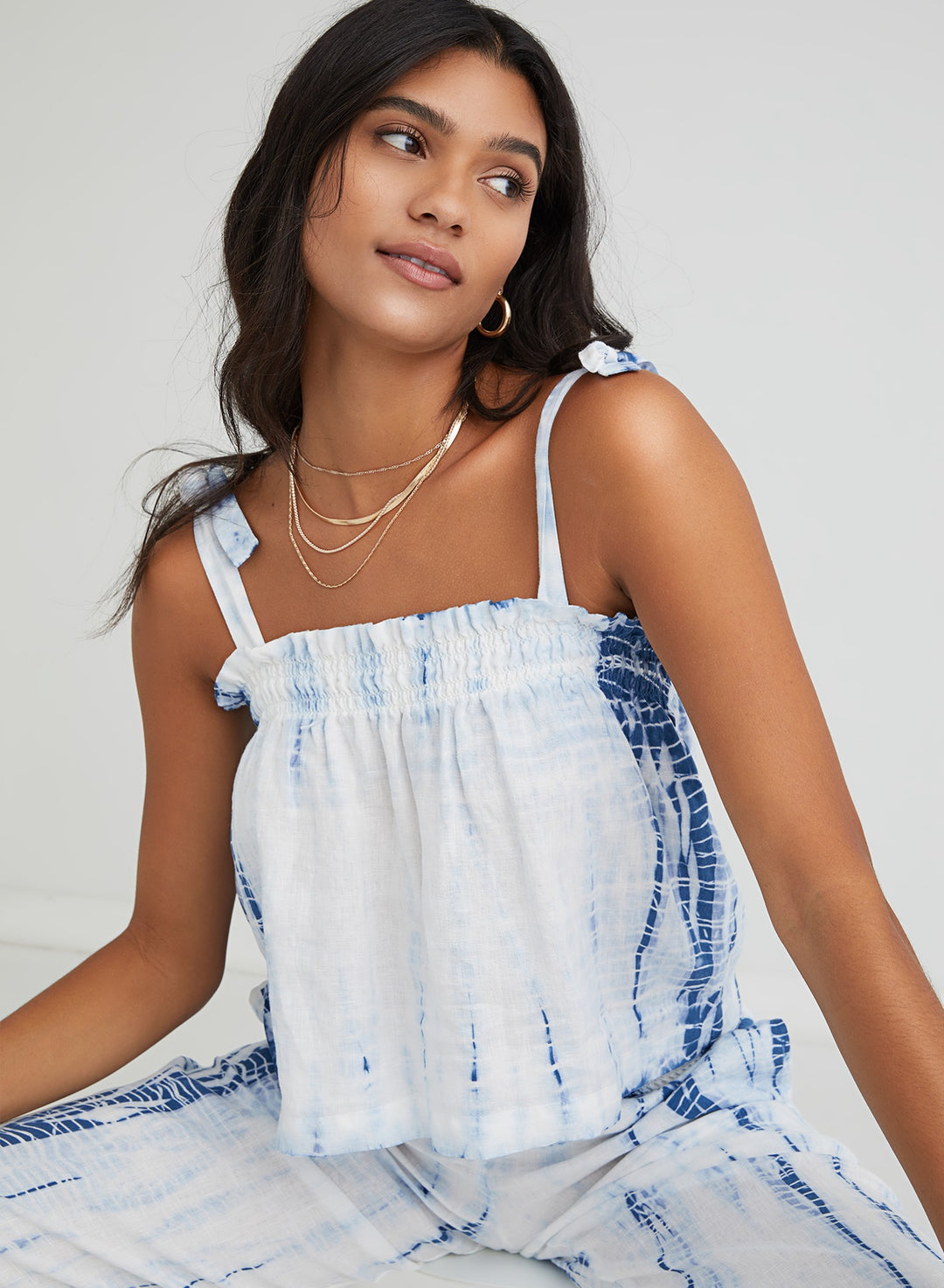 Bella Dahl - Tie Shoulder Top in Navy Tie Dye