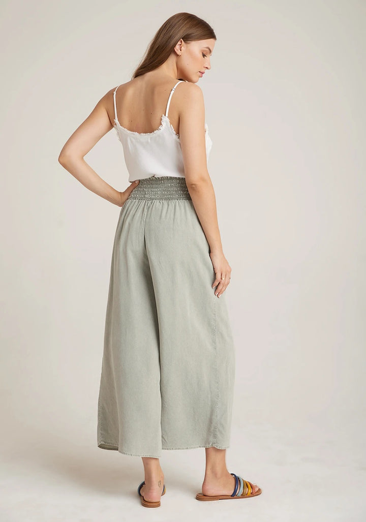 Bella Dahl - Tie Waist Wide Leg Crop in Worn Olive
