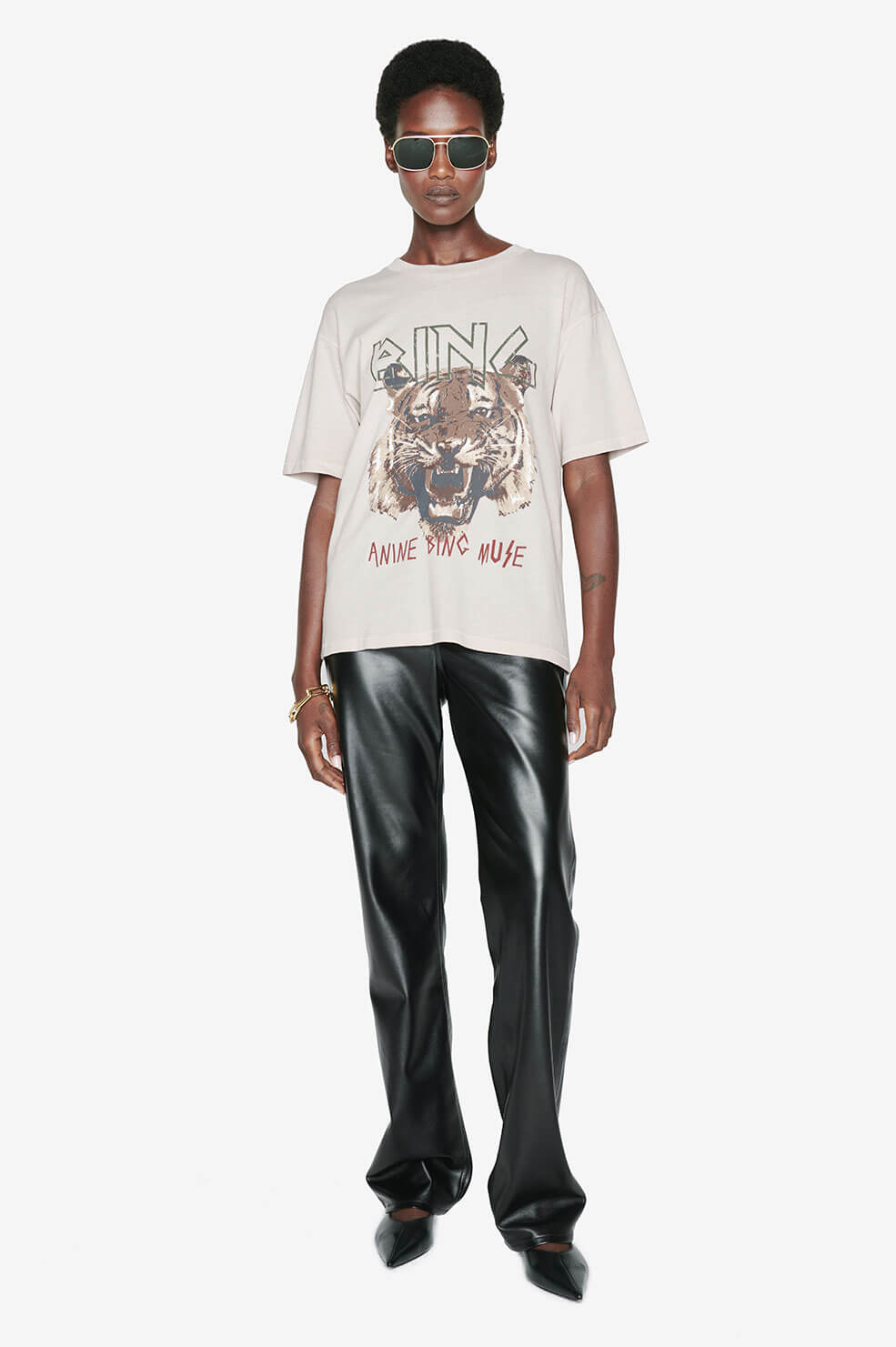 Anine Bing Tiger Tee in Stone – Blond Genius