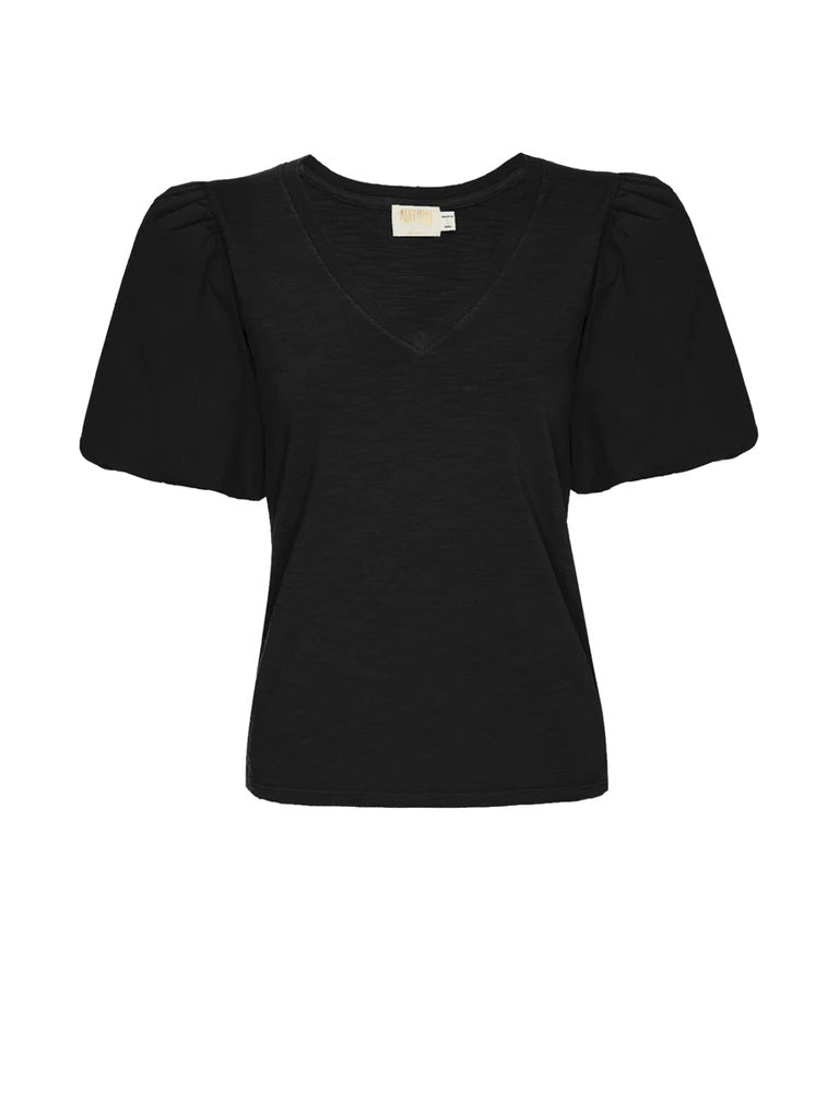 Nation LTD - Traci Bubble Sleeve V-Neck in Black