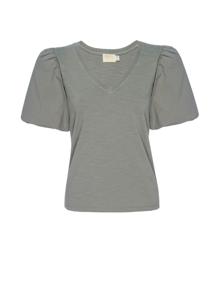 Nation LTD - Traci Bubble Sleeve V-Neck in Vintage Army