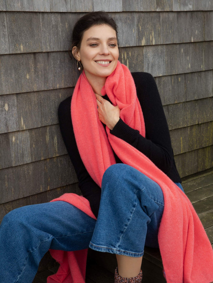 White + Warren - Cashmere Travel Wrap in Red Ember Heather