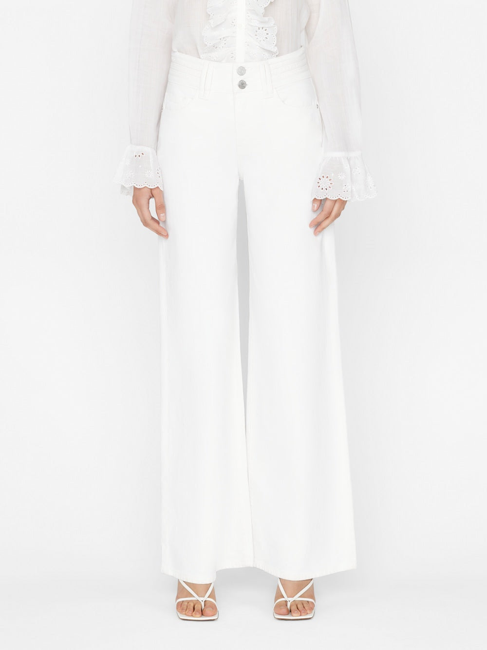 Frame - Triple Binding Wide Leg in Blanc