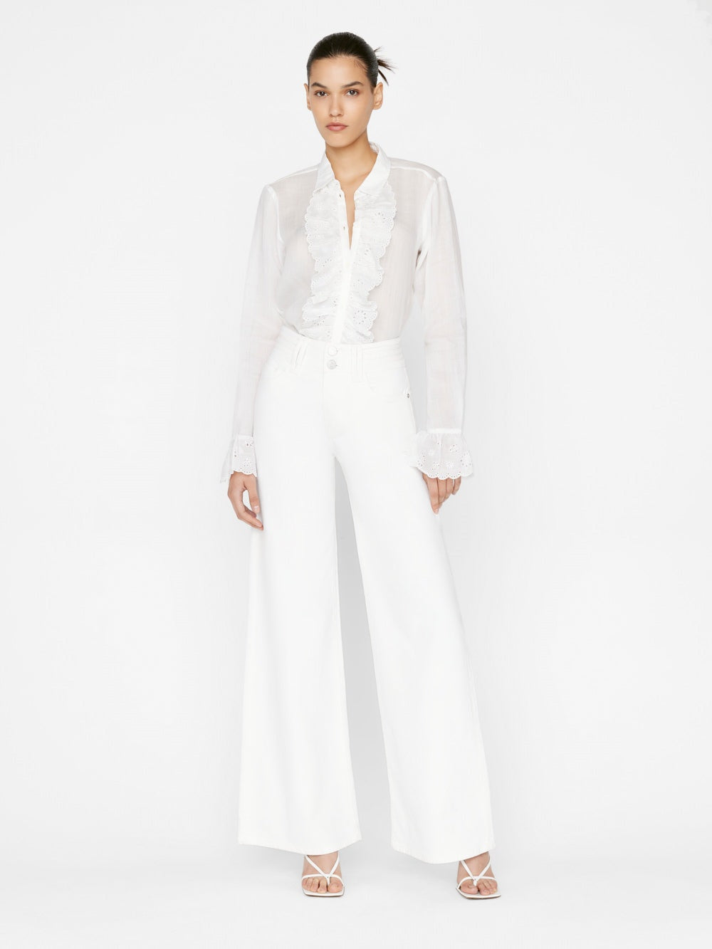 Frame - Triple Binding Wide Leg in Blanc