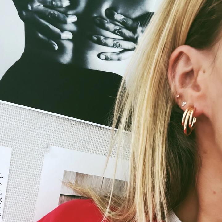 Alexa Leigh - Triple Threat Earrings in Gold Earrings