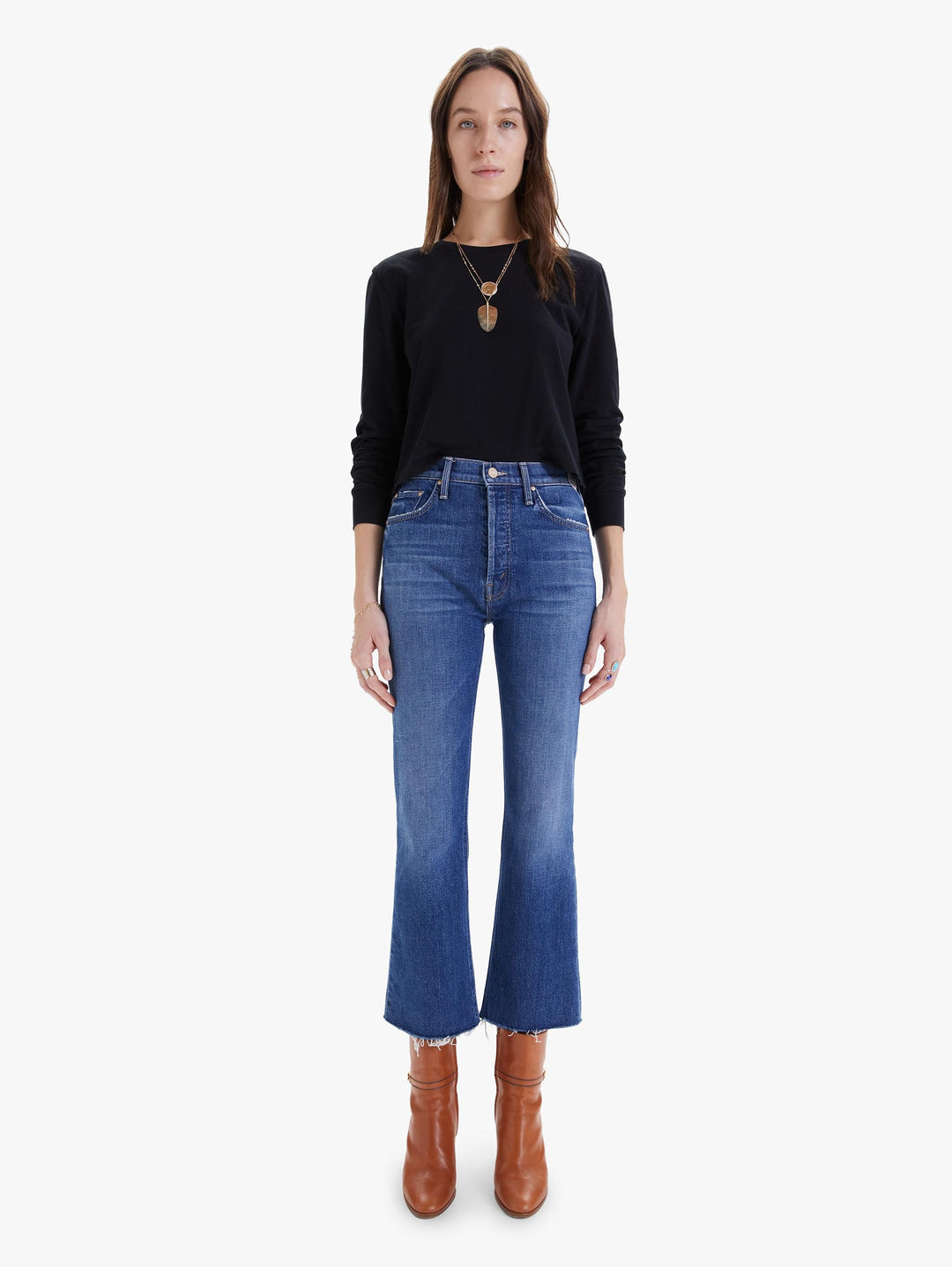 Mother Denim - The Tripper Ankle Fray Straight-Leg Jean in Nature Touch Base