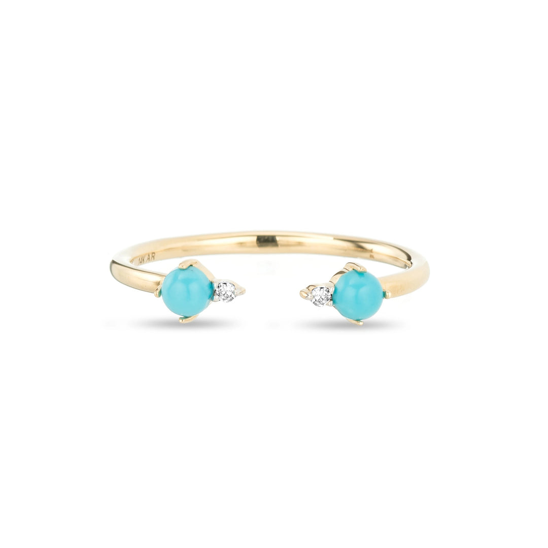 Adina - Turquoise + Round Diamond Ring in Y14