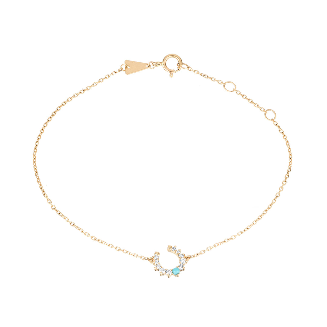 Adina - Turquoise + Diamond Horseshoe Bracelet in Y14k
