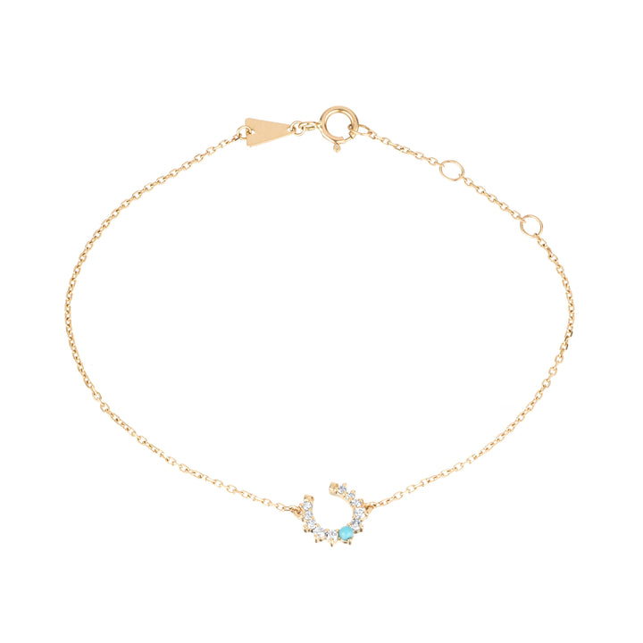 Adina - Turquoise + Diamond Horseshoe Bracelet in Y14k