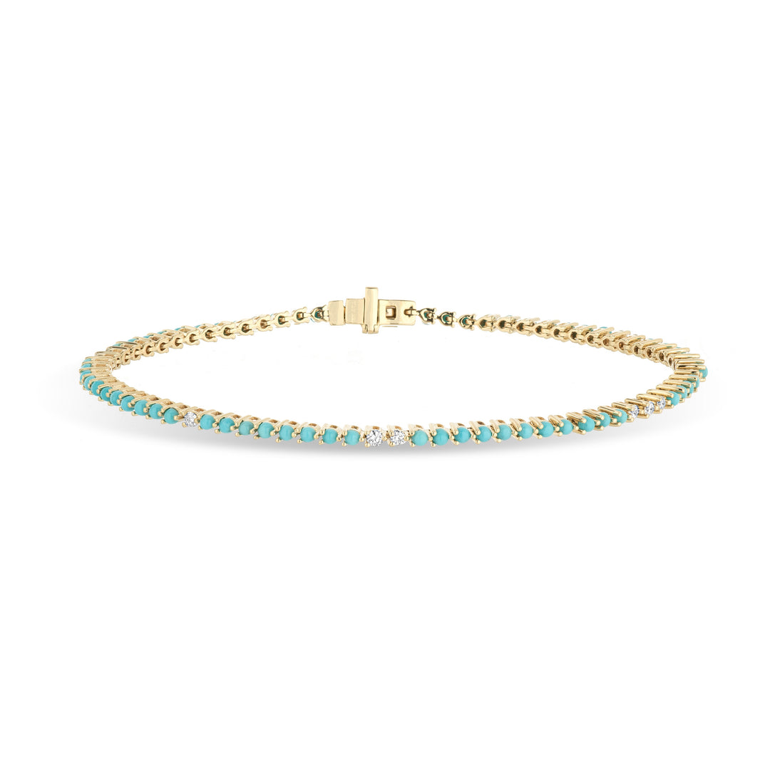 Adina - Turquoise + Diamond Tennis Bracelet in Y14k