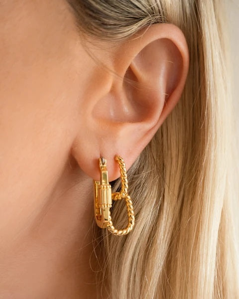 LUV AJ - Twisted Rope Huggies in Gold