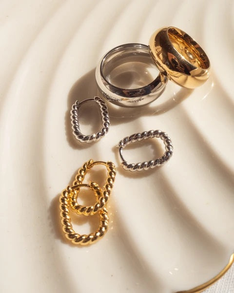 LUV AJ - Twisted Rope Huggies in Gold