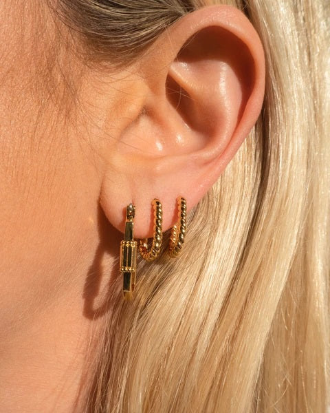 LUV AJ - Twisted Rope Huggies in Gold