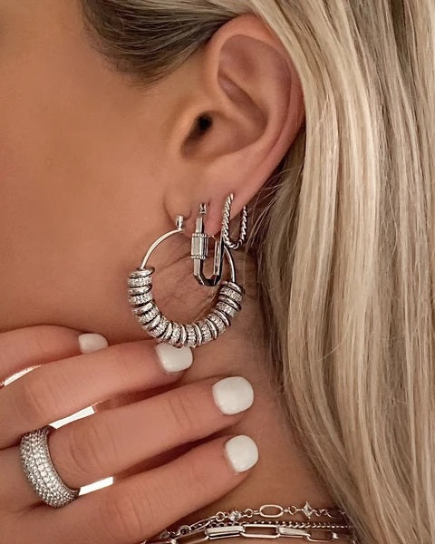 LUV AJ - Twisted Rope Huggies in Silver