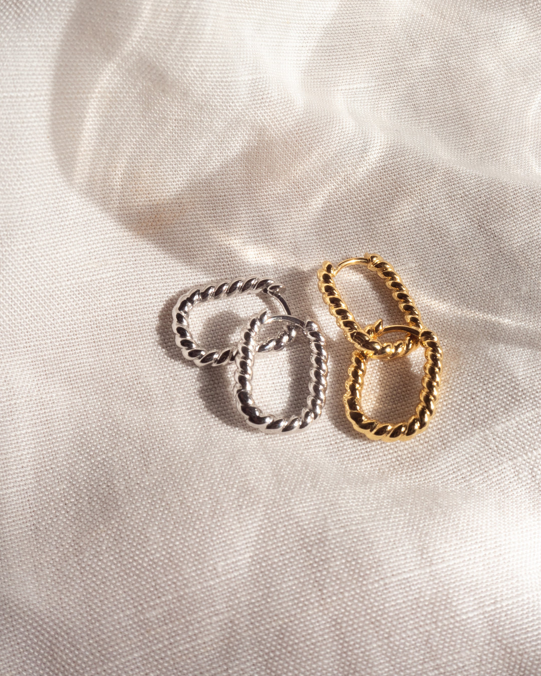 LUV AJ - Twisted Rope Huggies in Silver