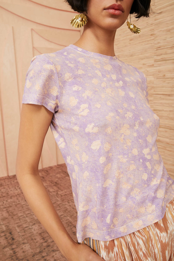 Ulla Johnson - Estelle T-Shirt in Lavender Handprint Dot