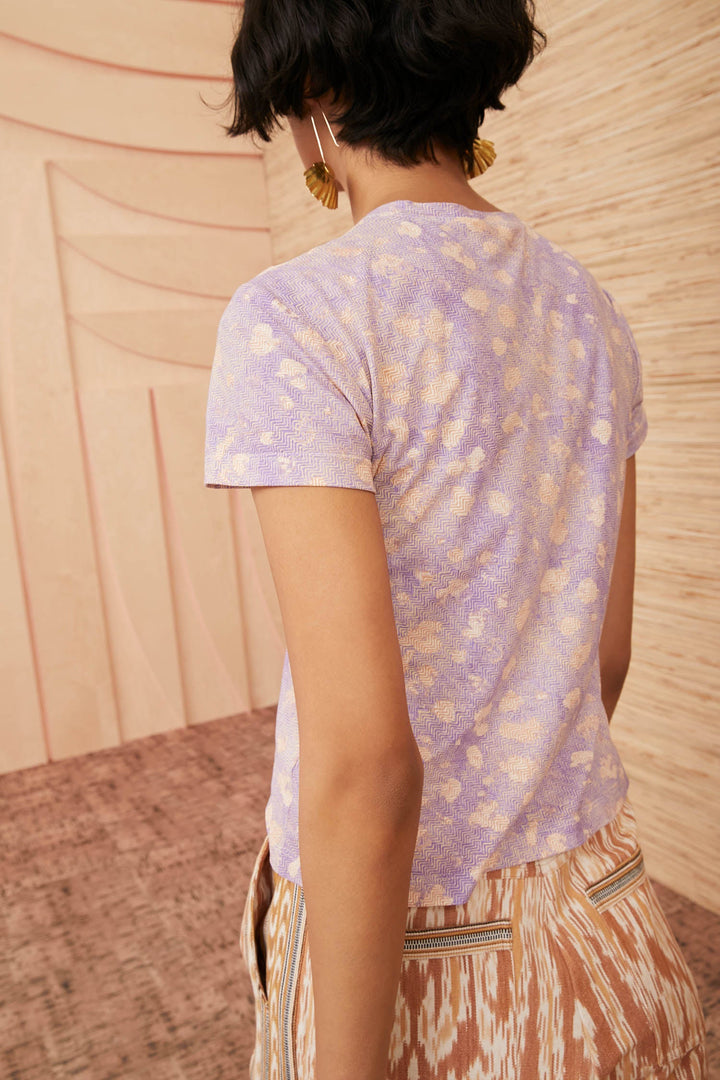 Ulla Johnson - Estelle T-Shirt in Lavender Handprint Dot
