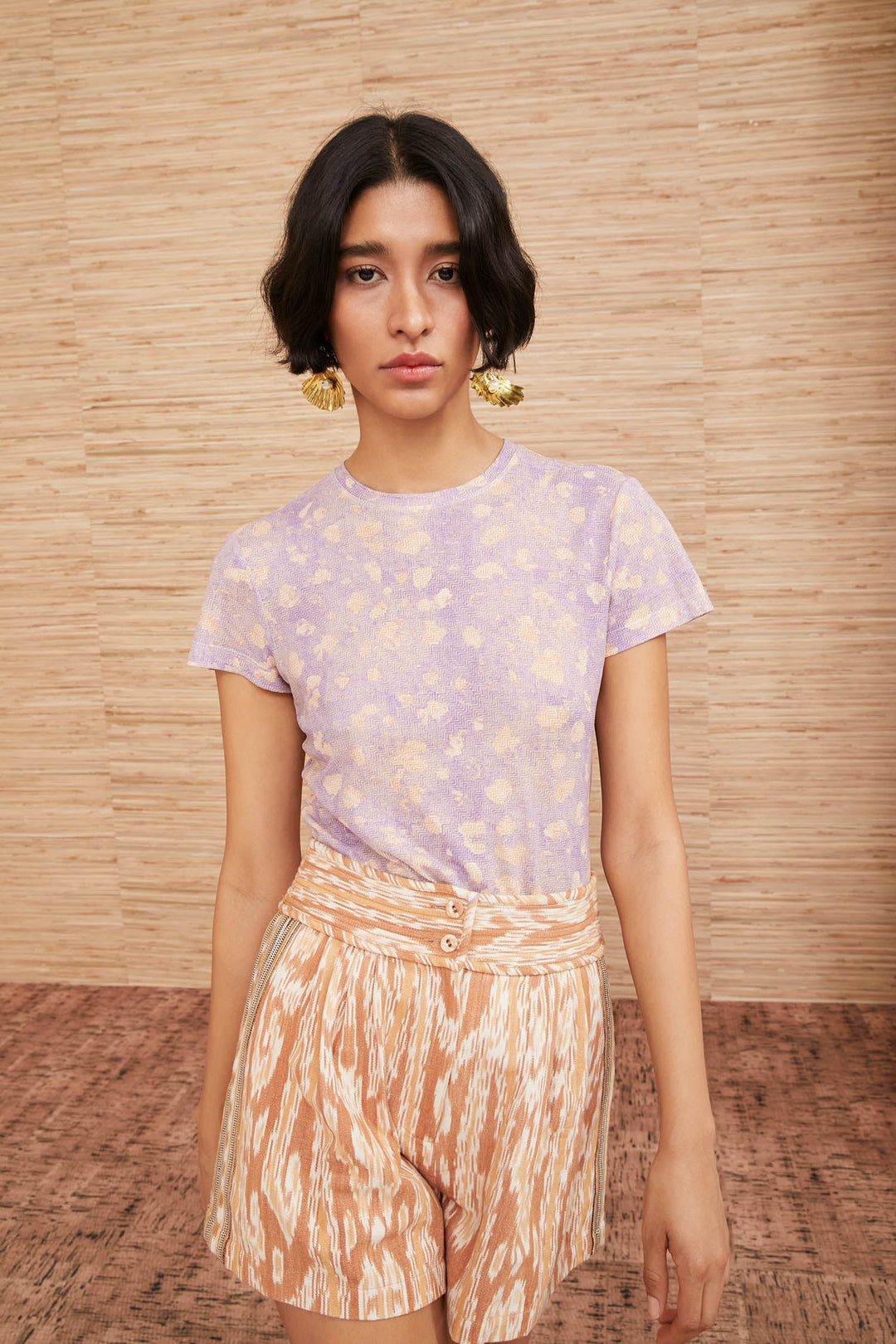 Ulla Johnson - Estelle T-Shirt in Lavender Handprint Dot