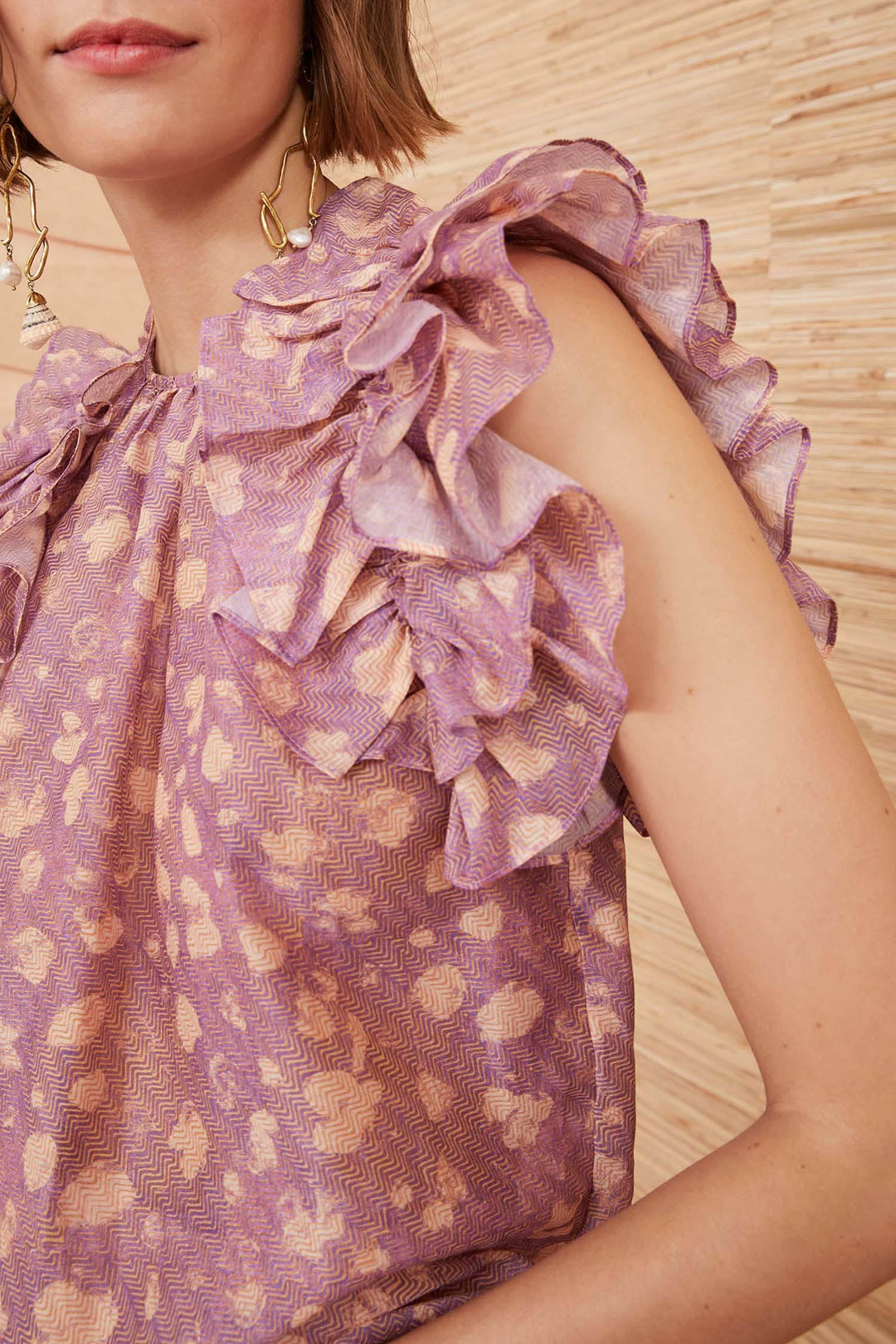 Ulla Johnson - Manon Top in Lavender Handprint Dot