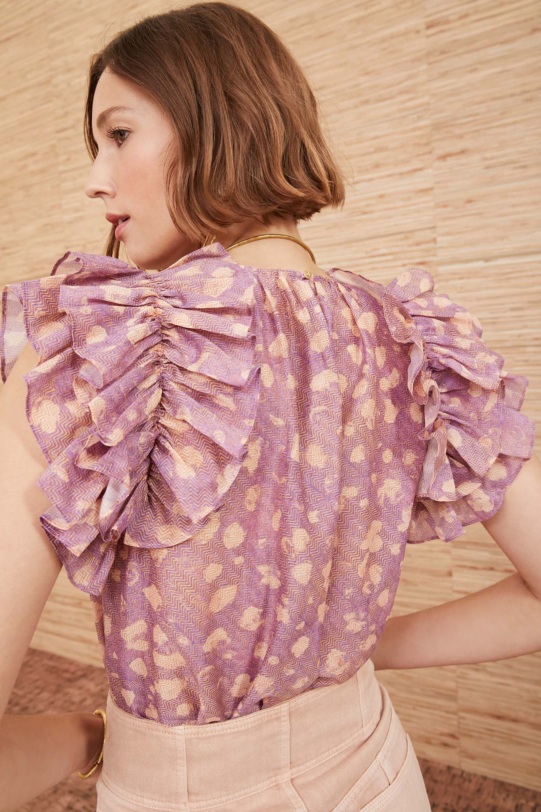 Ulla Johnson - Manon Top in Lavender Handprint Dot