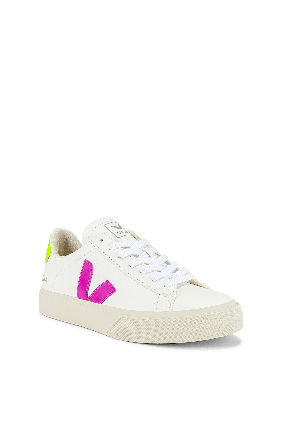Veja Sneakers- Campo Chromefree Leather Extra White Ultraviolet Jaune Fluo
