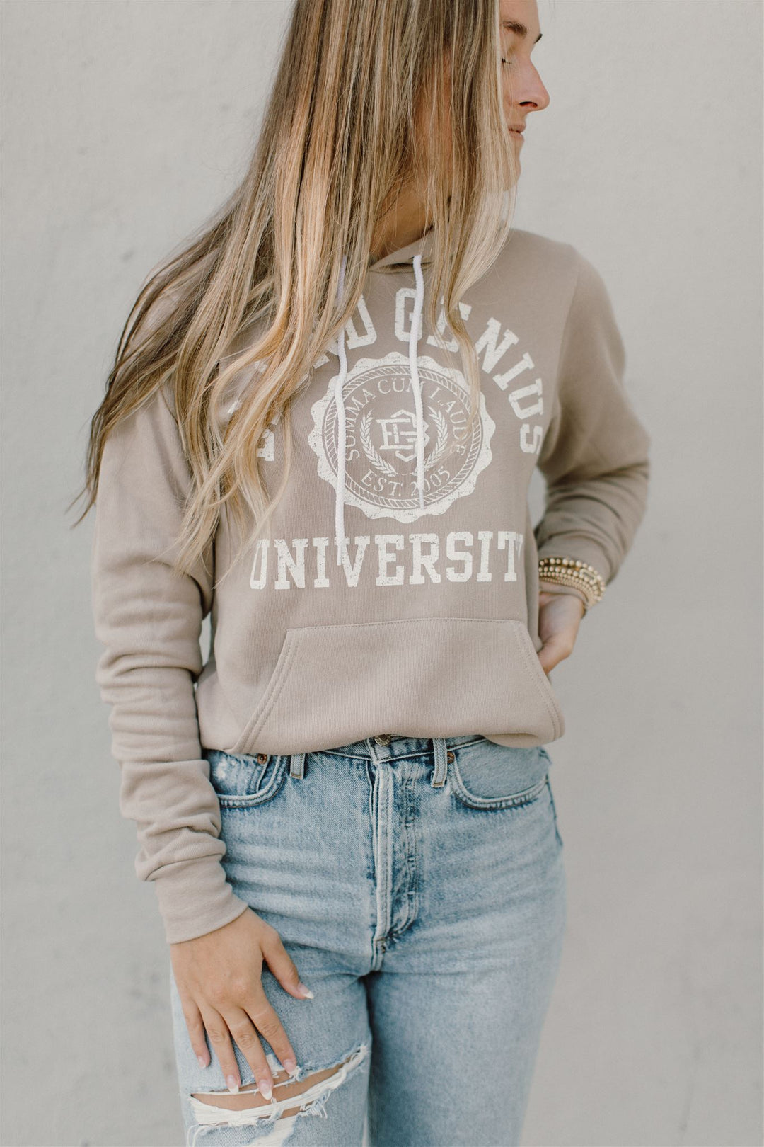 Blond Genius - Blond Genius University Hoodie in Tan