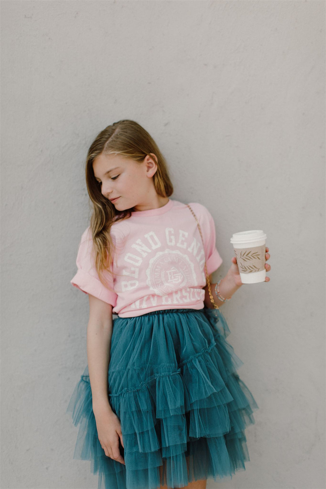 Blond Genius - Blond Genius University Tee in Pink w/ White Tops