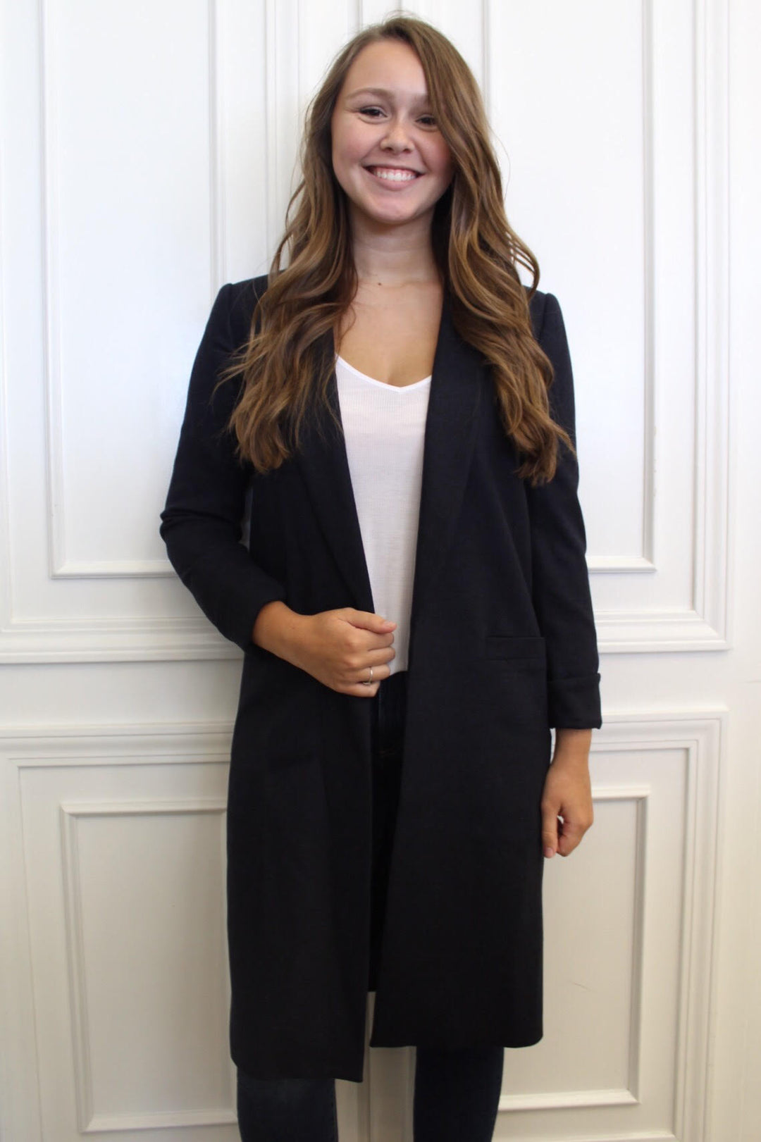 Alice + Olivia - Kylie Long Easy Shawl Collar Navy
