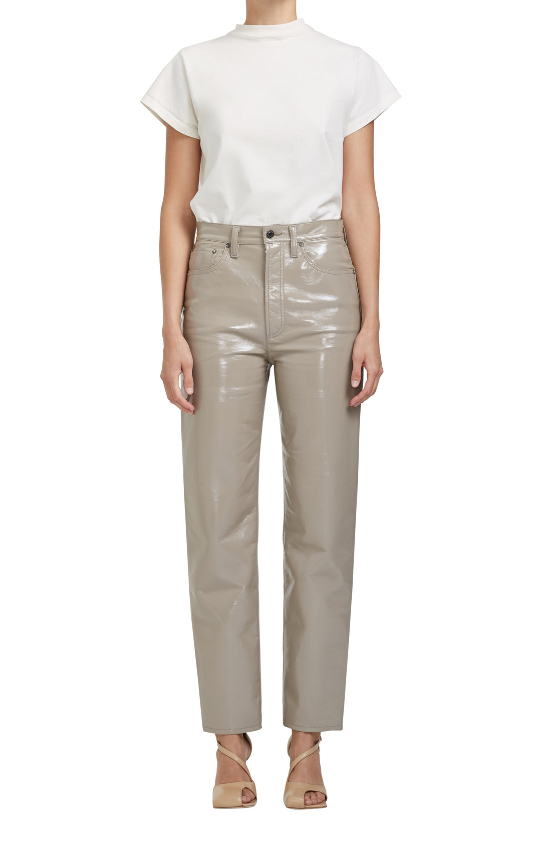 AGoldE - Recycled Leather 90's Pinch Waist Jean in Quail Patent