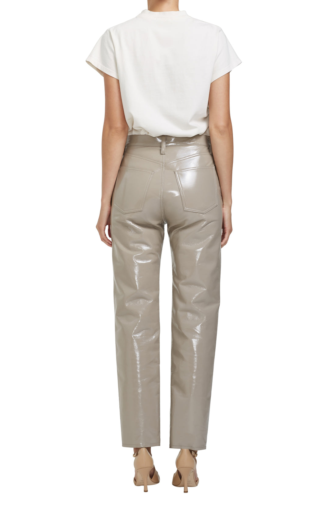 AGoldE - Recycled Leather 90's Pinch Waist Jean in Quail Patent
