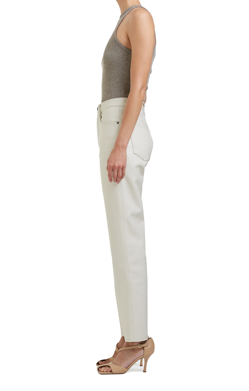 AGOLDE - Recycled Leather 90's Pinch Waist Pants in Powder
