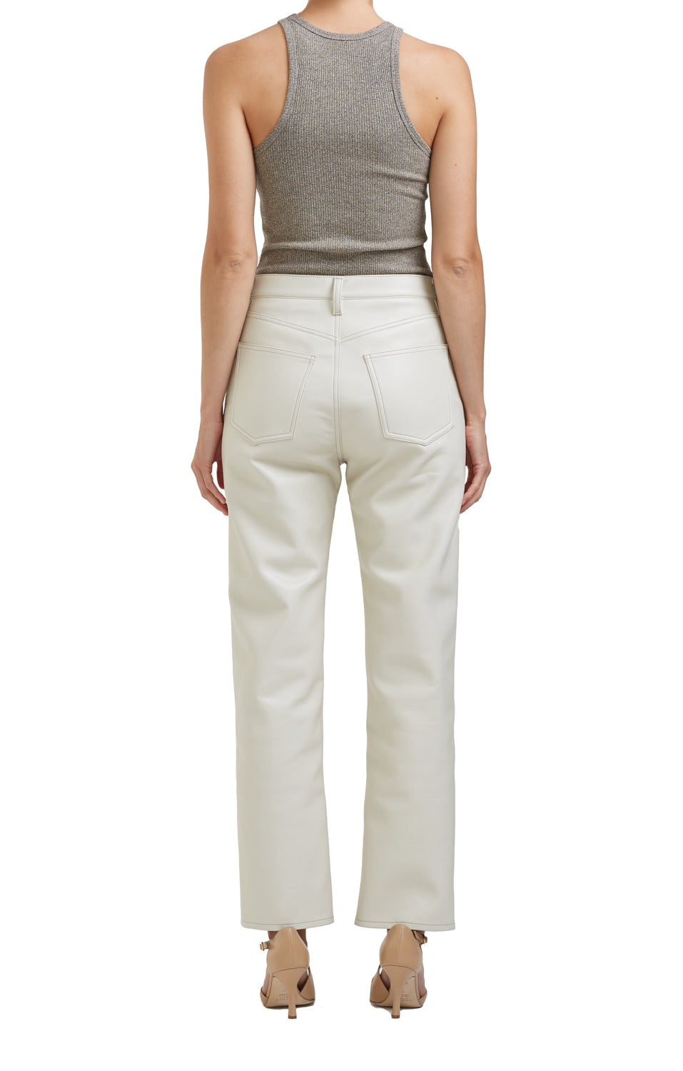 AGOLDE - Recycled Leather 90's Pinch Waist Pants in Powder