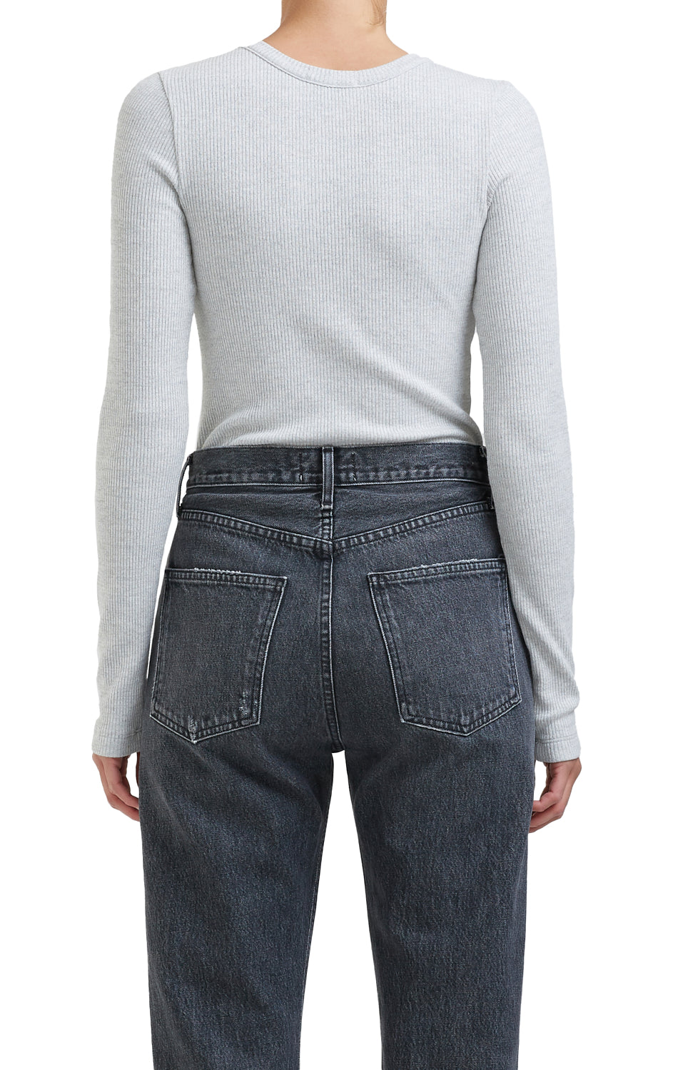 AGoldE - Maya Scoop Neck Rib Knit Top in Brushed Grey Heather