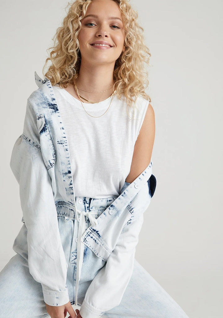 Bella Dahl - Utility Crop Jacket in White Out Mineral