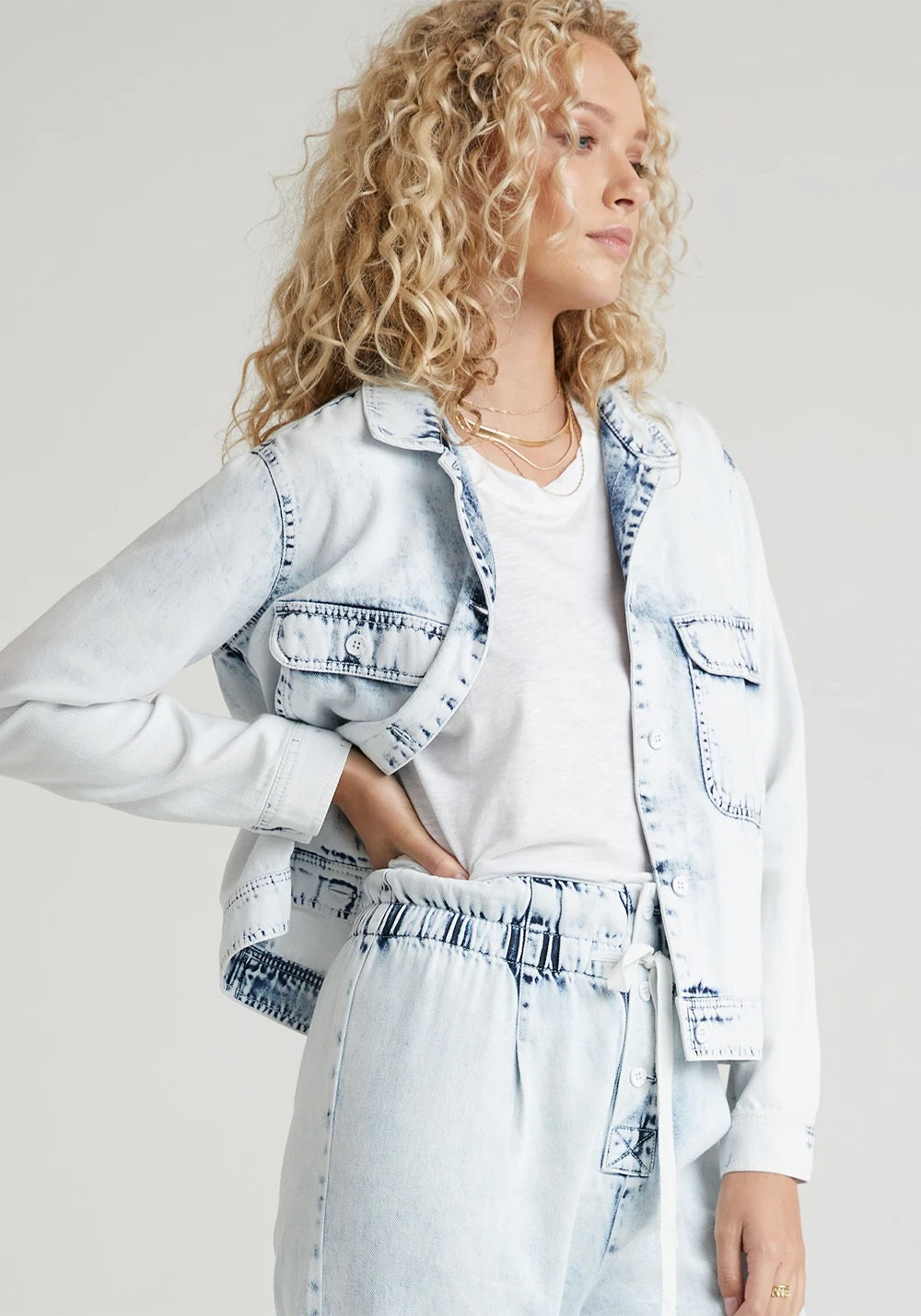 Bella Dahl - Utility Crop Jacket in White Out Mineral