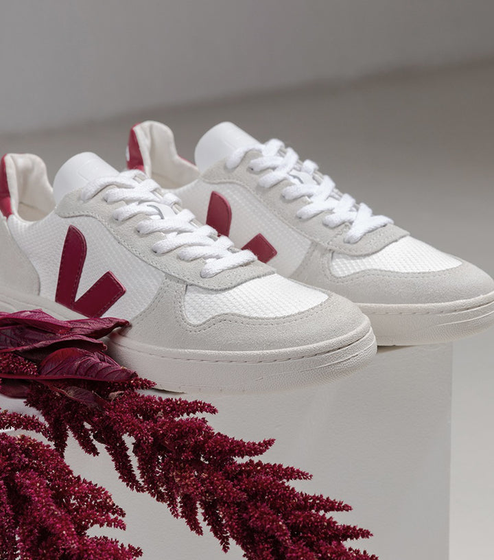 Veja - V-10 B-Mesh White Marsala Shoes