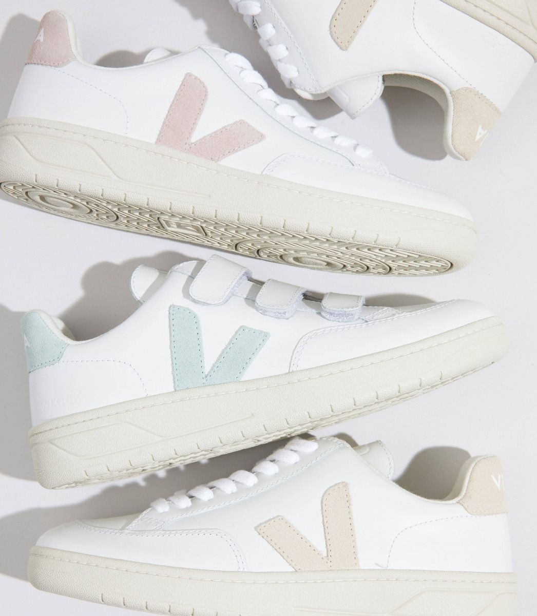 Veja - V-12 Leather Sneakers in Extra White Sable