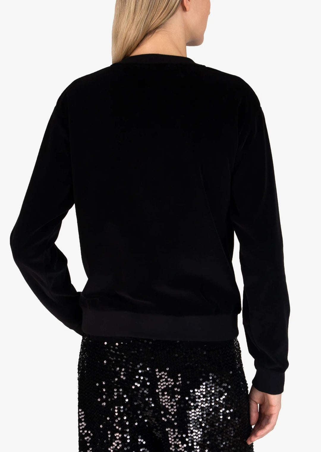 Derek Lam 10 Crosby - Velour Lucie Sweatshirt with Sailor Buttons in Black Clothing - Sweatshirts